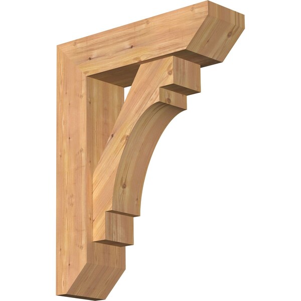 Ekena Millwork Merced Slat Smooth Bracket w/ Offset Brace, Western Red Cedar, 7 1/2"W x 26"D x 34"H BKT0806X26X34MRC06SWR - main